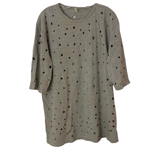 Emma & Sam LF Oversized Grey Holes T-Shirt / Dress - Picture 2 of 9